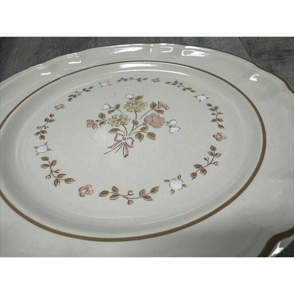 VTG Cordella Stoneware Burnet Dinner Plates 10.5" Cream Brown‎ Floral Set of 2 - Picture 6 of 11